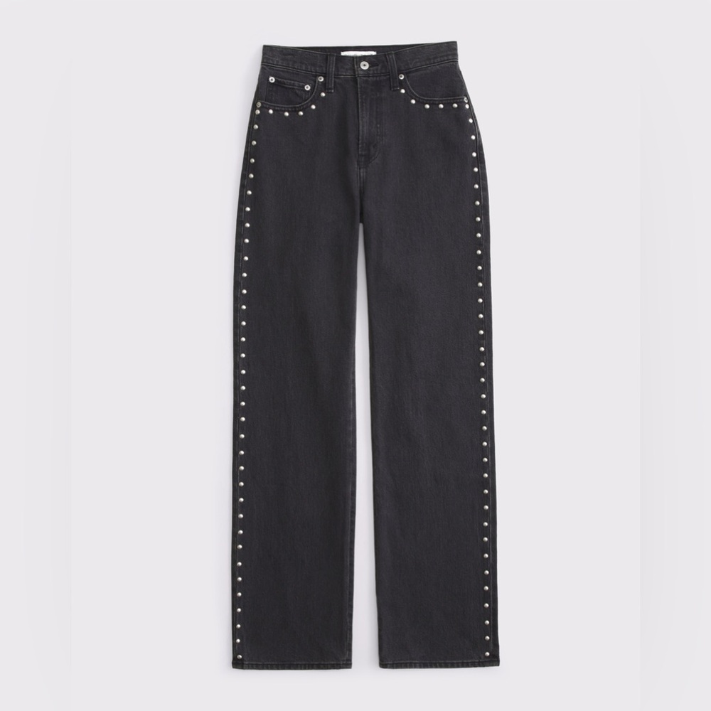 Abercrombie and Fitch
High Rise 90s Relaxed Jean 
Black Studded